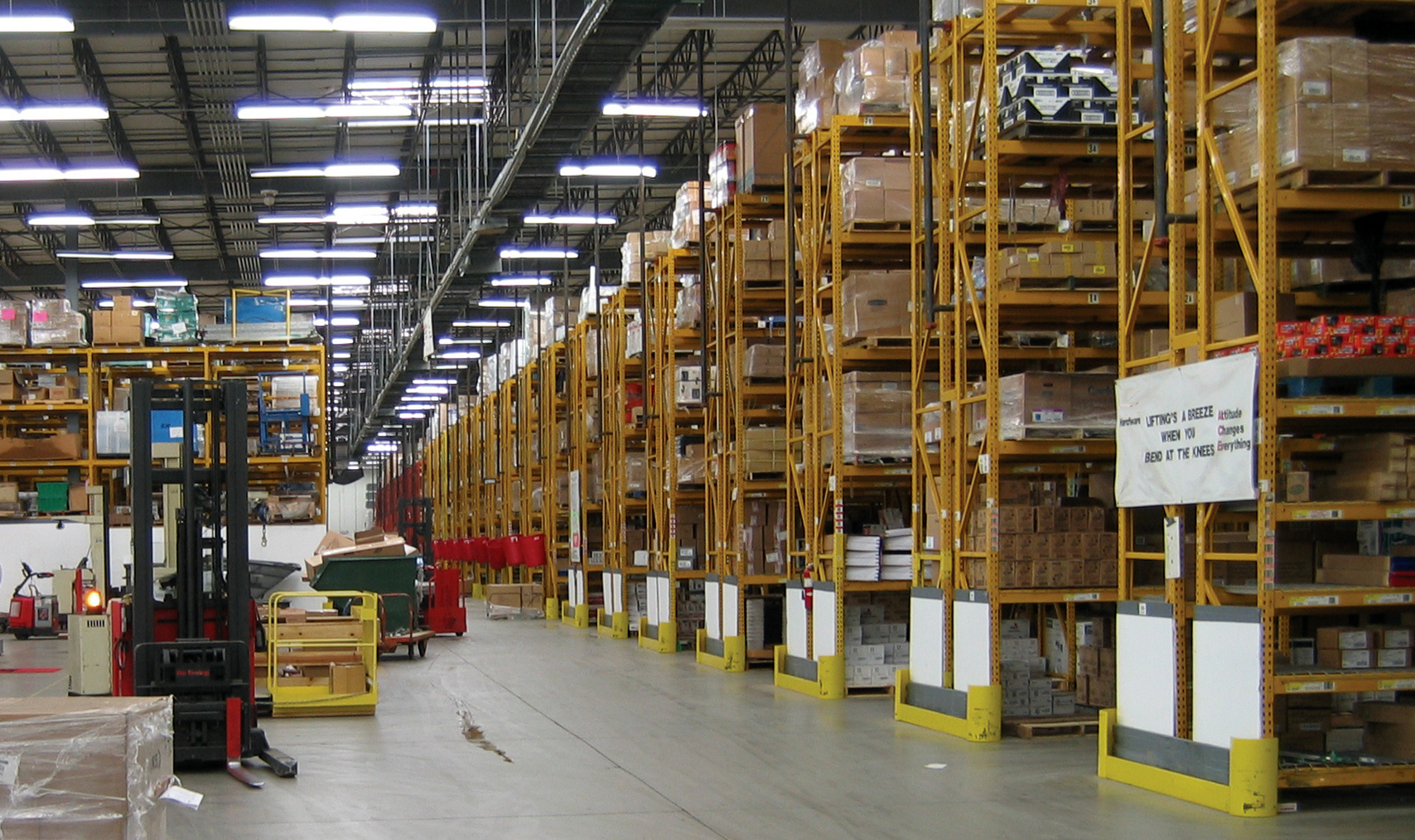 Ace Hardware warehouse with stacked inventory