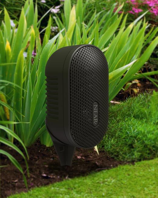 landscape speaker in a garden bed