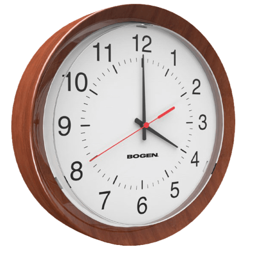 Bogen round clock with cherrywood trim